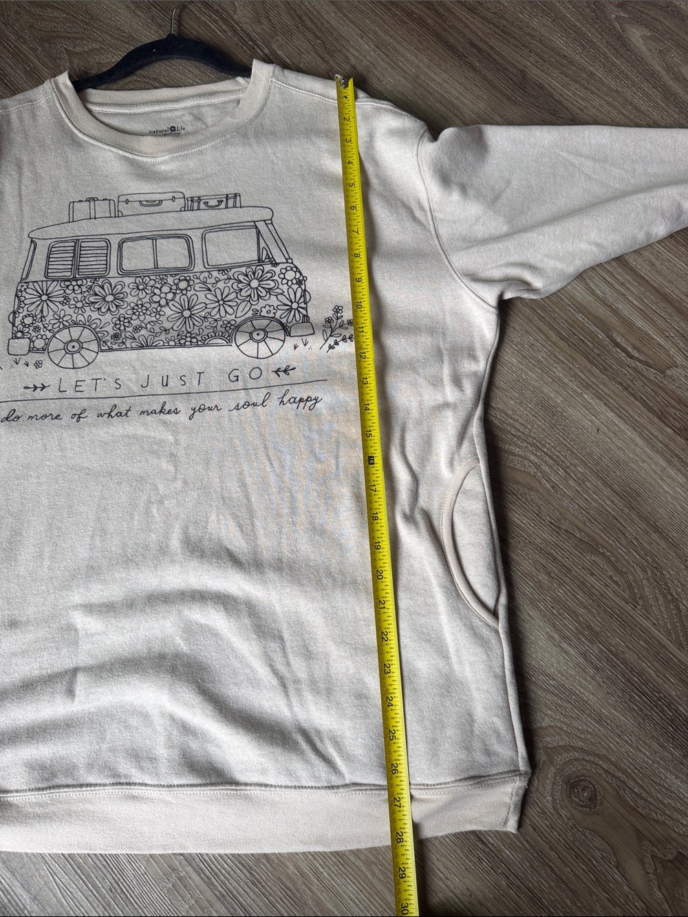Natural Life Let's Just Go Cream Graphic Crewneck Sweater Size: L - Picture 9 of 9
